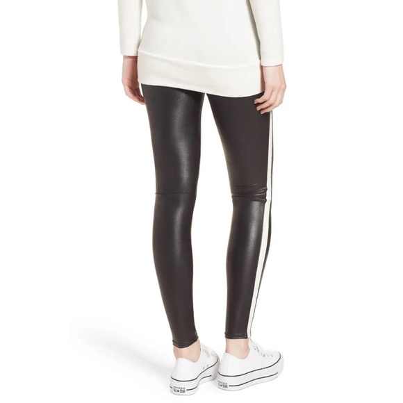 Spanx Faux Leather Tuxedo Side Stripe Leggings - Picture 4 of 8